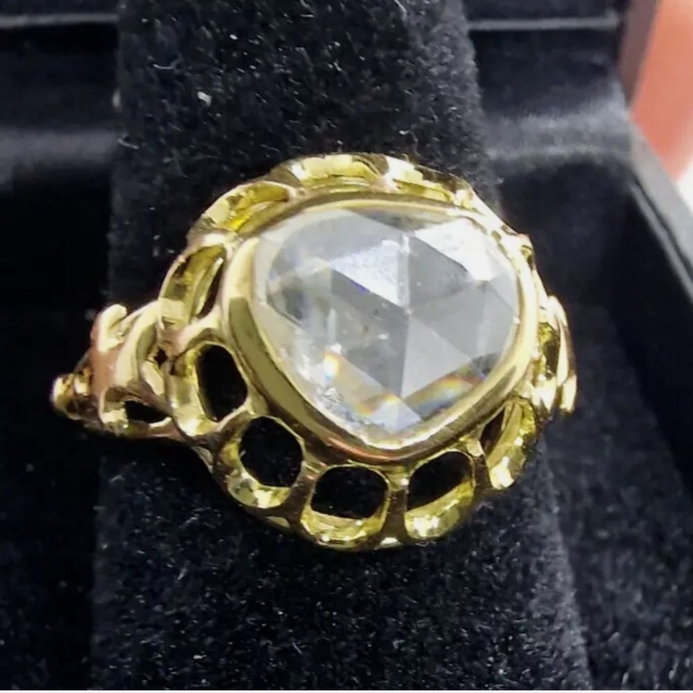 True antique natural rose cut diamond. HUGE! Heart shaped.